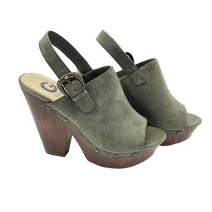 G by GUESS Open Toe Studded Slingback Clogs